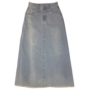 We‎ The Free People Maxi Skirt Women's Denim Raw Hem Sz 2 Country Y2K Western